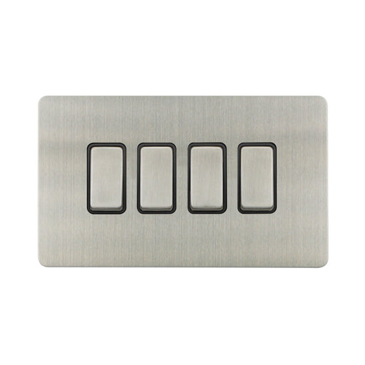 Caradok - The Ultra Flat - Brushed Chrome - FN017DME - 10AX 4G 2Way Switch Brushed Chrome, Black Insert - Hardware > Power & Electrical Supplies > Power Outlets & Sockets > Wall Outlets Caradok - The Ultra Flat - Brushed Steel