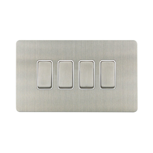 Caradok - The Ultra Flat - Brushed Chrome - FN017DMF - 10AX 4G 2Way Switch Brushed Chrome, White Insert - Hardware > Power & Electrical Supplies > Power Outlets & Sockets > Wall Outlets Caradok - The Ultra Flat - Brushed Steel
