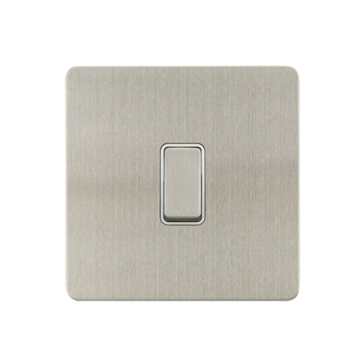 Caradok - The Ultra Flat - Brushed Chrome - FN029DMF - 1G Intermediate 10AX Switch Brushed Chrome, White Insert - Hardware > Power & Electrical Supplies > Power Outlets & Sockets > Wall Outlets Caradok - The Ultra Flat - Brushed Steel