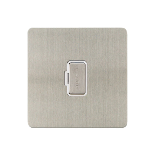 Caradok - The Ultra Flat - Brushed Chrome - FN053DMF - 13A Unswitched Spur Brushed Chrome, White Insert - Hardware > Power & Electrical Supplies > Power Outlets & Sockets > Wall Outlets Caradok - The Ultra Flat - Brushed Steel