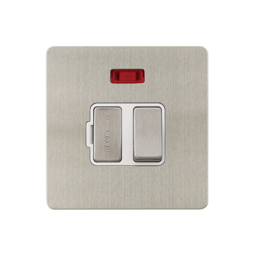 Caradok - The Ultra Flat - Brushed Chrome - FN056DMF - 13A Switched Spur c/w Neon BC/White Insert - Hardware > Power & Electrical Supplies > Power Outlets & Sockets > Wall Outlets Caradok - The Ultra Flat - Brushed Steel