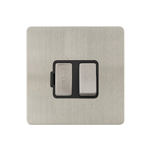 Caradok - The Ultra Flat - Brushed Chrome - FN059DME - 13A Switched Spur Brushed Chrome, Black Insert - Hardware > Power & Electrical Supplies > Power Outlets & Sockets > Wall Outlets Caradok - The Ultra Flat - Brushed Steel