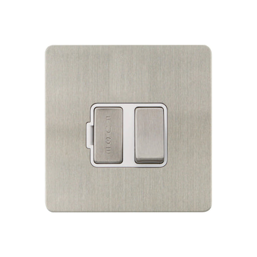 Caradok - The Ultra Flat - Brushed Chrome - FN059DMF - 13A Switched Spur Brushed Chrome, White Insert - Hardware > Power & Electrical Supplies > Power Outlets & Sockets > Wall Outlets Caradok - The Ultra Flat - Brushed Steel