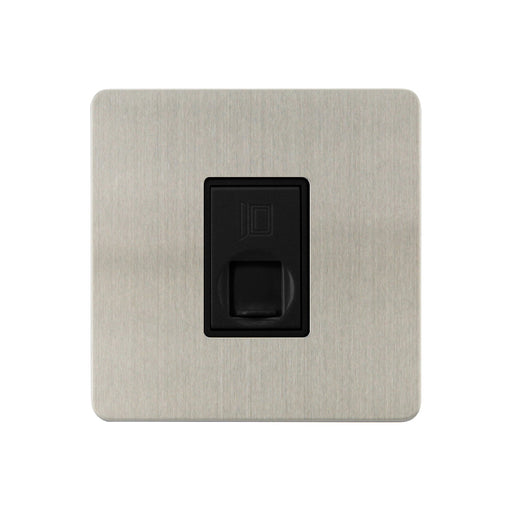 Caradok - The Ultra Flat - Brushed Chrome - FN112DME - 1G RJ45 Cat 5 Socket Brushed Chrome, Black Insert - Hardware > Power & Electrical Supplies > Power Outlets & Sockets > Wall Outlets Caradok - The Ultra Flat - Brushed Steel