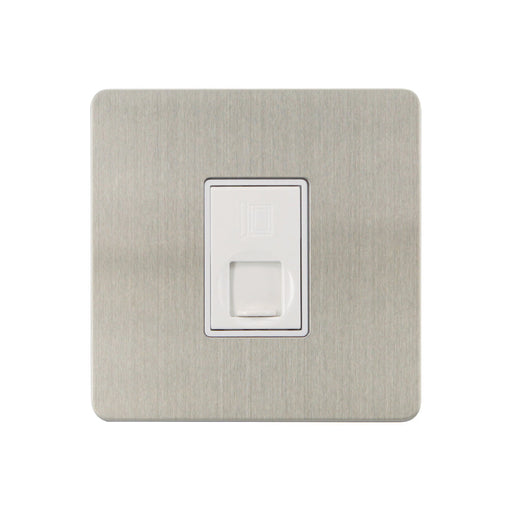 Caradok - The Ultra Flat - Brushed Chrome - FN112DMF - 1G RJ45 Cat 5 Socket Brushed Chrome, White Insert - Hardware > Power & Electrical Supplies > Power Outlets & Sockets > Wall Outlets Caradok - The Ultra Flat - Brushed Steel