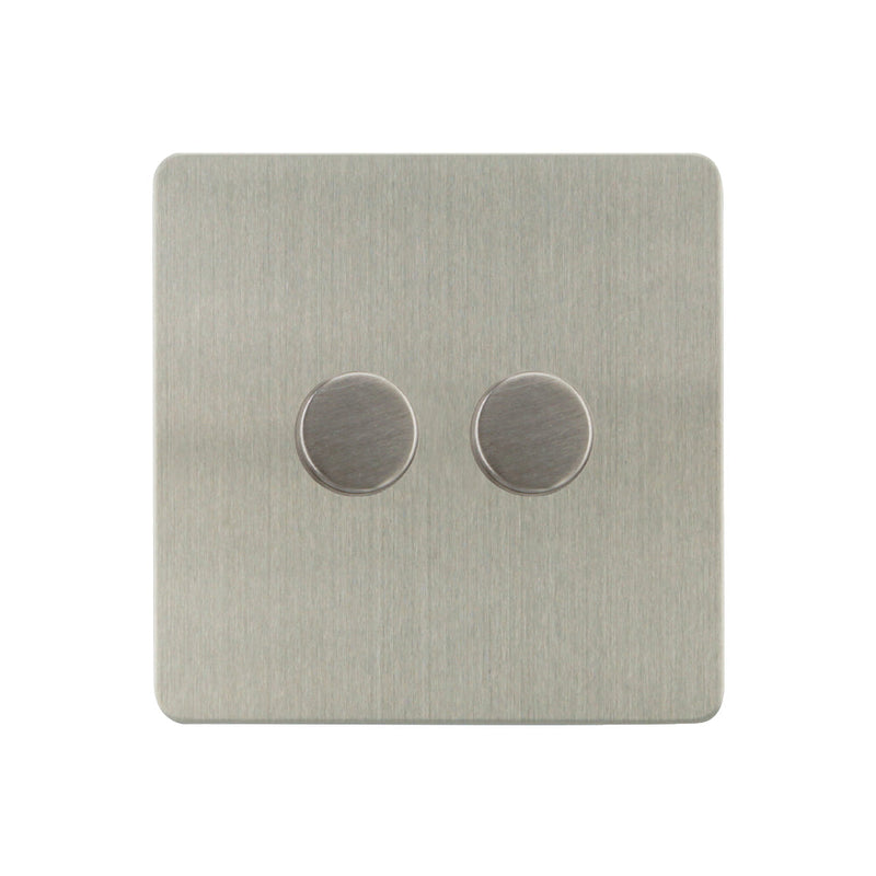Caradok - The Ultra Flat - Brushed Chrome - FN153D - 500W 2G 2Way Incandescent Dimmer Brushed Chrome - Hardware > Power & Electrical Supplies > Power Outlets & Sockets > Wall Outlets Caradok - The Ultra Flat - Brushed Steel