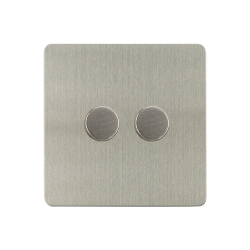 Caradok - The Ultra Flat - Brushed Chrome - FN153D - 500W 2G 2Way Incandescent Dimmer Brushed Chrome - Hardware > Power & Electrical Supplies > Power Outlets & Sockets > Wall Outlets Caradok - The Ultra Flat - Brushed Steel