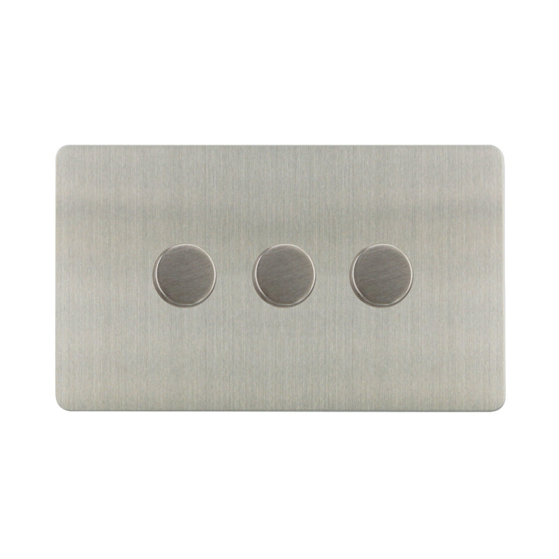 Caradok - The Ultra Flat - Brushed Chrome - FN155D - 500W 3G 2Way Incandescent Dimmer Brushed Chrome - Hardware > Power & Electrical Supplies > Power Outlets & Sockets > Wall Outlets Caradok - The Ultra Flat - Brushed Steel