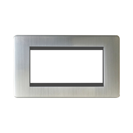 Caradok - The Ultra Flat - Brushed Chrome - FN223DME - 4 Module Data Plate Brushed Chrome, Black Insert - Hardware > Power & Electrical Supplies > Power Outlets & Sockets > Wall Outlets Caradok - The Ultra Flat - Brushed Steel