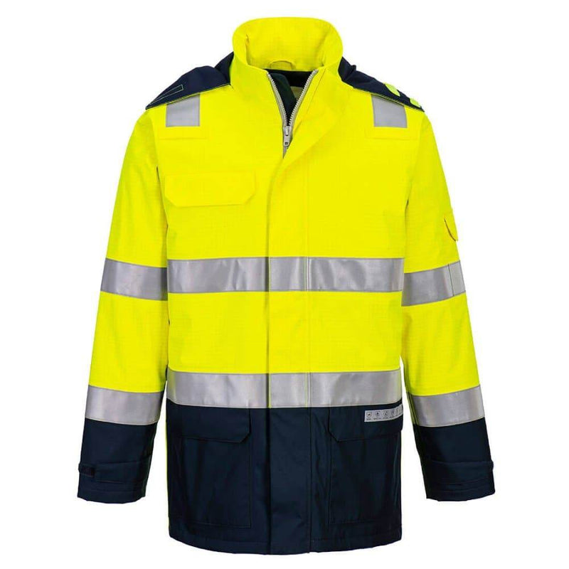 Portwest FR605 Bizflame Rain+ Hi-Vis Light Arc Jacket - FLAME RETARDANT JACKETS