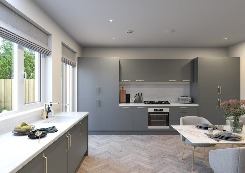 Fenton Painted (Laser Edged) Slab Carbon Grey- Replacement Kitchen Drawer Front (140mm High) - Hardware > Hardware Accessories > Cabinet Hardware > Cabinet Doors