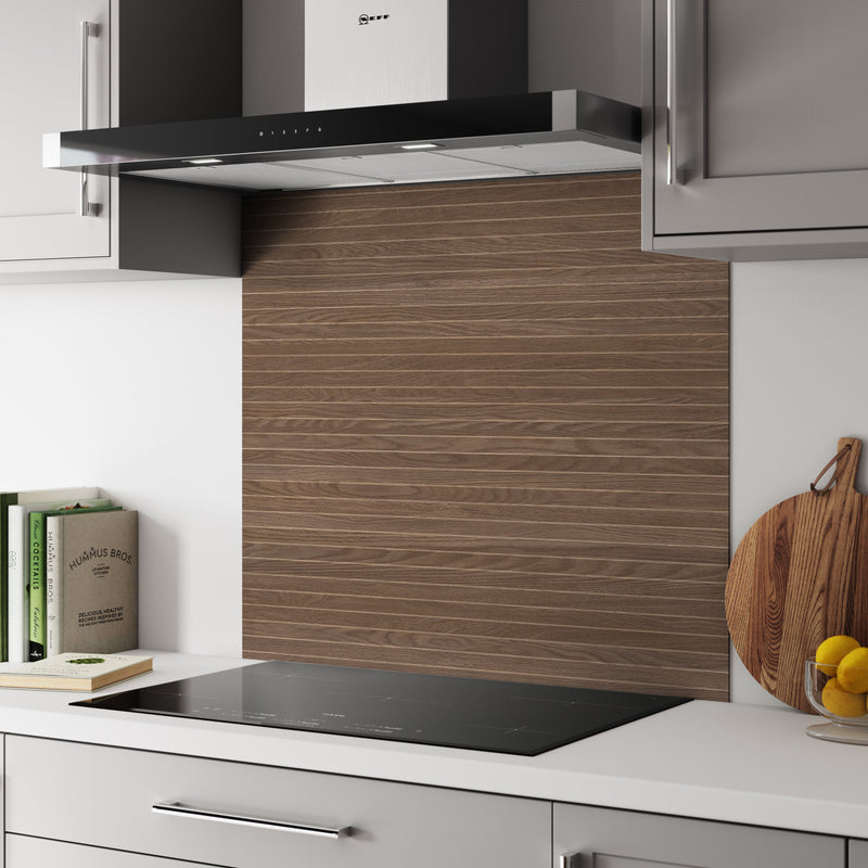 Bushboard Alloy Fluted Oak Aluminium Feature Kitchen Splashback