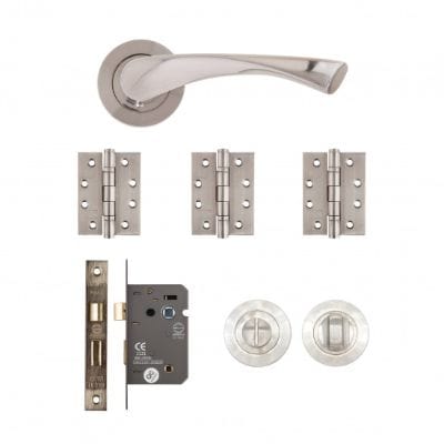 Fortuna Satin Finish Bathroom Door Handle Kit -