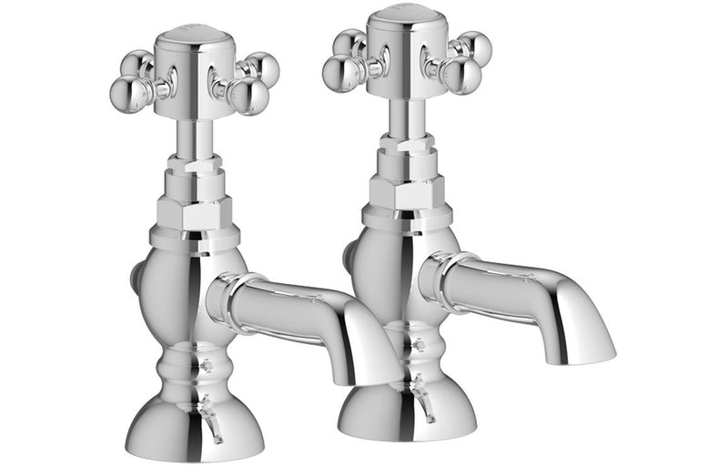Foxhole Basin Pillar Taps - Chrome -