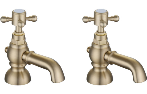 Foxhole Bath Pillar Taps - Brushed Brass -