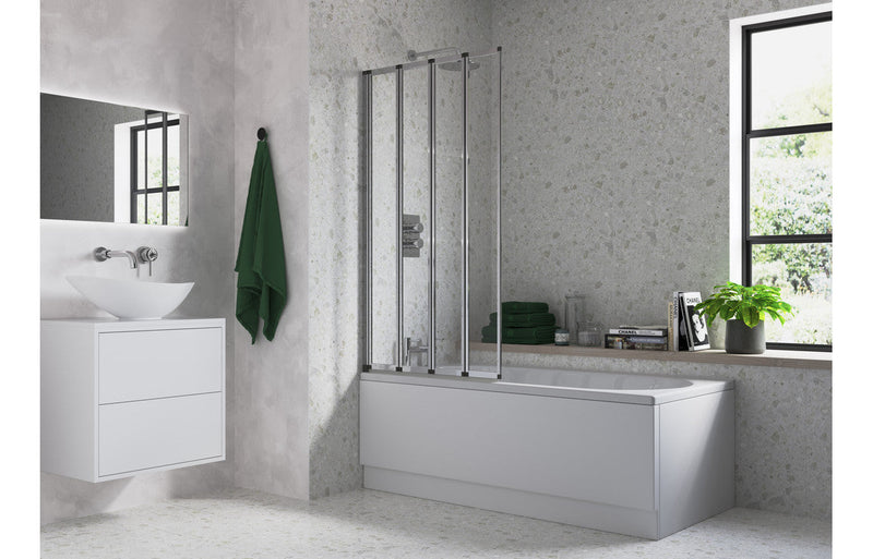 Framed Four Fold Bath Screen - Chrome -