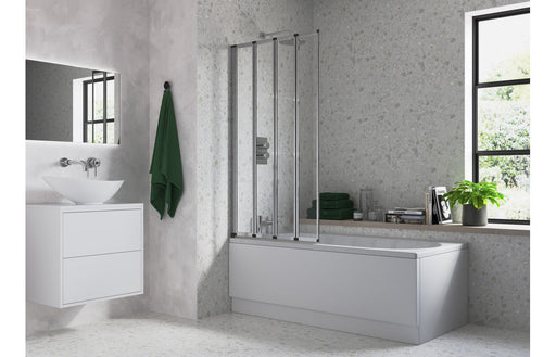 Framed Four Fold Bath Screen - Chrome -