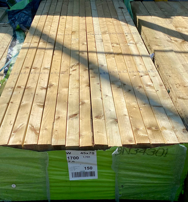 🆑 Clearance Sale 🆑 BULK BUY - Pack Of 25 x C24 75x47mm x 3.6m  (3X2) Structural Grade Treated Timber 💥£160💥