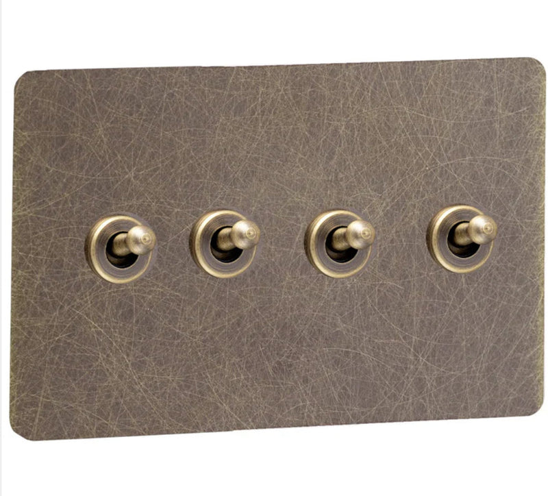 Screwless Antique Brass Toggle Switch - 4 Gang Wide - The Georgian - Hardware > Power & Electrical Supplies > Electrical Switches > Light Switches