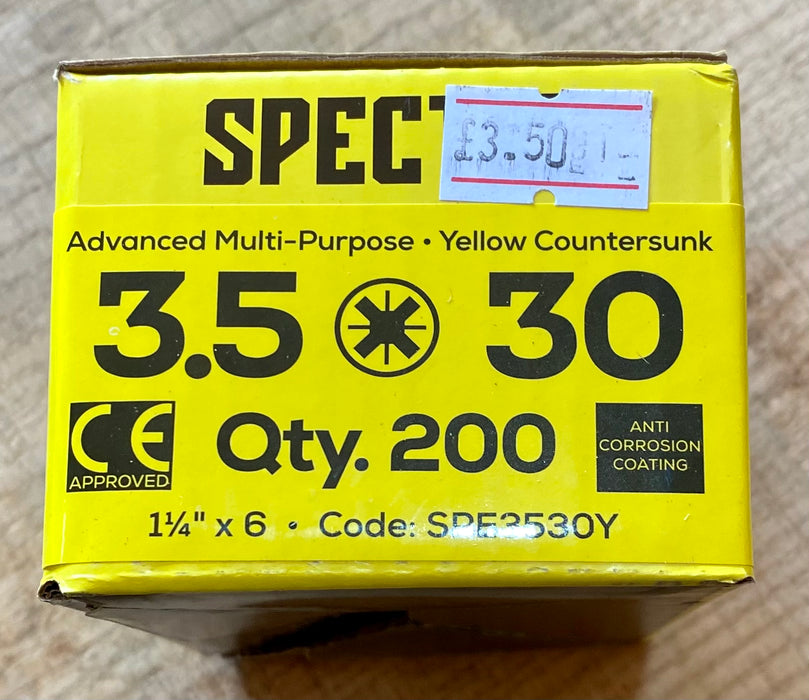 Spectre 3.5mm x 30mm Screws - Qty 200 - £3.50 Inc Vat