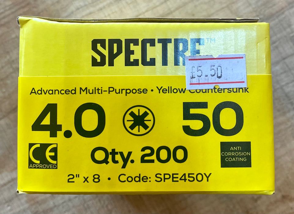 Spectre 4mm x 50mm Screws - Qty 200 - £5.50 Inc Vat