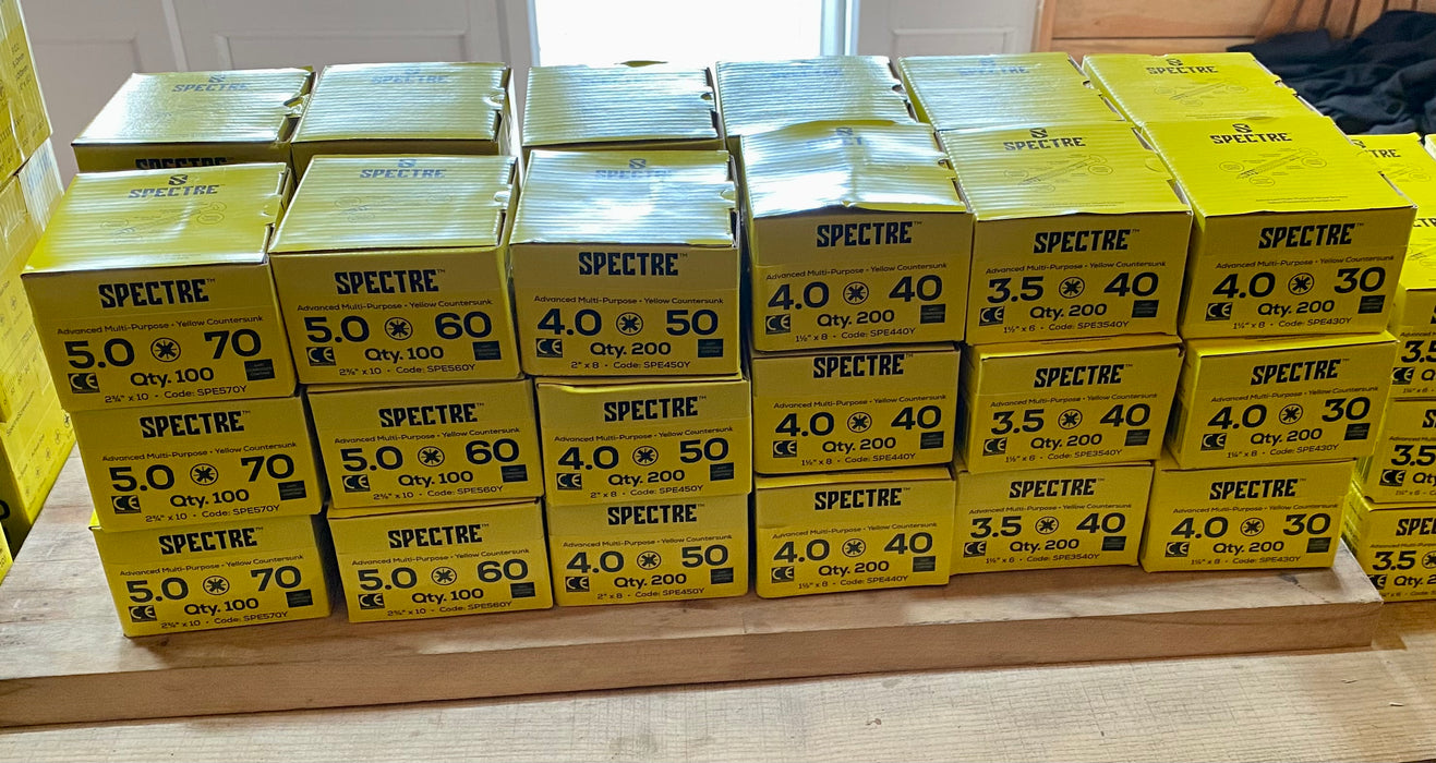 Spectre 4mm x 50mm Screws - Qty 200 - £5.50 Inc Vat