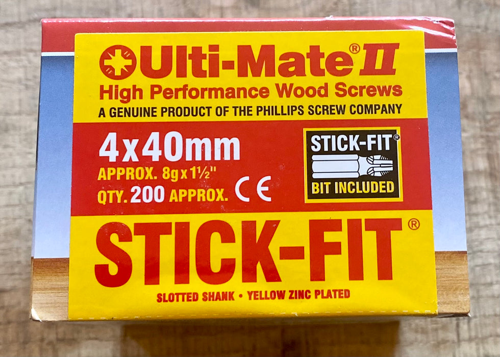 ULTI-MATE Stick Fit 4x40mm Screws - Qty 200 - £6.50 Inc Vat