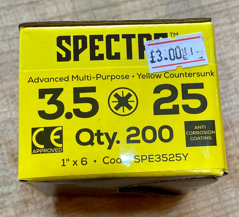 Spectre - 3.5mm x 25mm Screws - Qty 200 - £3 Inc Vat