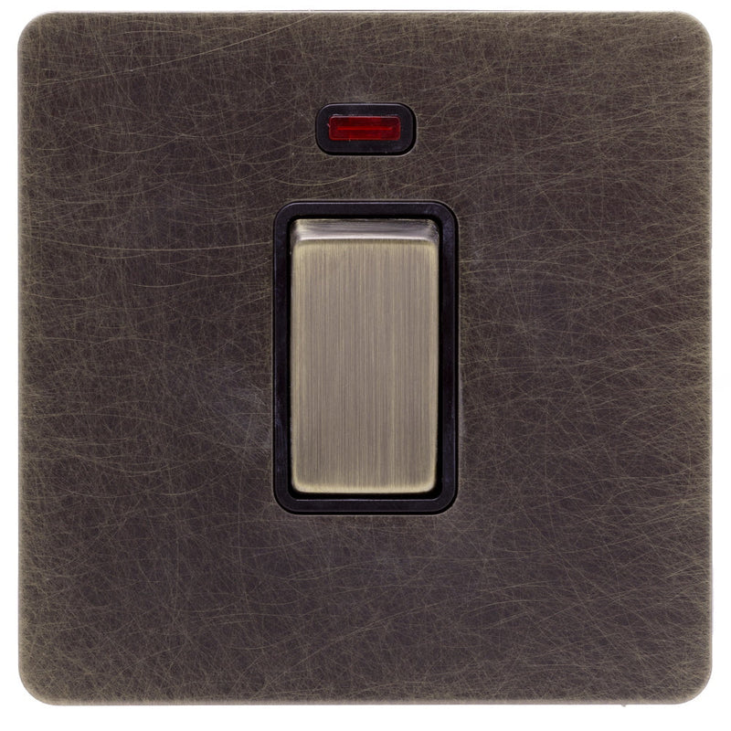 Caradok Screwless Antique Brass 20A Double Pole Switch - 1 Gang - The Georgian - Caradok - Georgian - Antique Brass