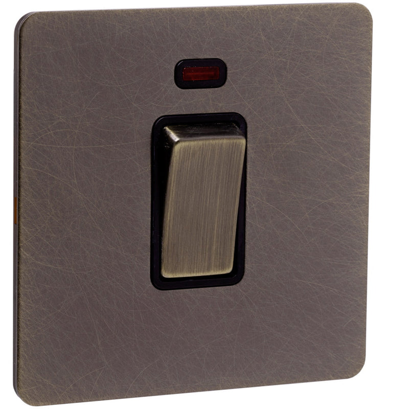 Caradok Screwless Antique Brass 20A Double Pole Switch - 1 Gang - The Georgian - Caradok - Georgian - Antique Brass