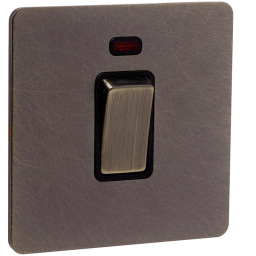 Caradok Screwless Antique Brass 20A Double Pole Switch - 1 Gang - The Georgian - Caradok - Georgian - Antique Brass