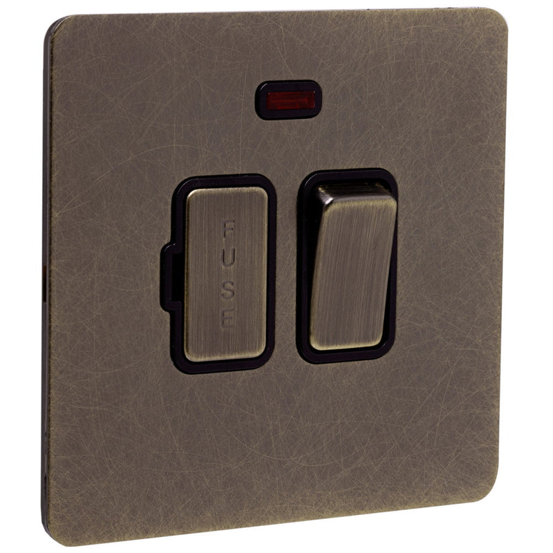 Caradok Screwless Antique Brass Switched 13a Fused Spur - 1 Gang - The Georgian - Caradok - Georgian - Antique Brass