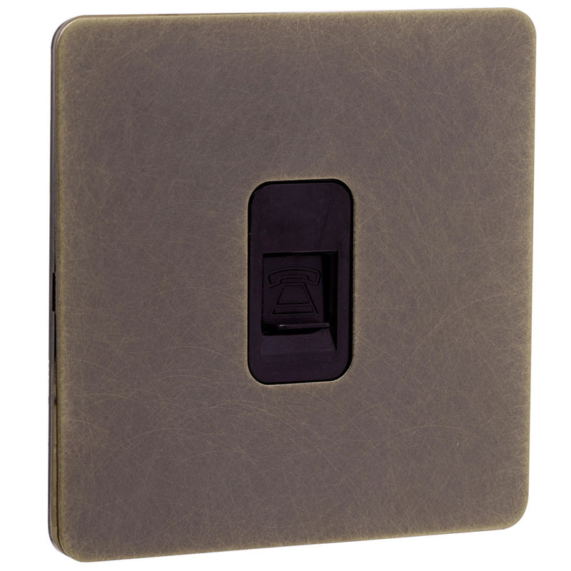 Caradok Screwless Antique Brass Telephone Socket - 1 Gang - The Georgian - Caradok - Georgian - Antique Brass