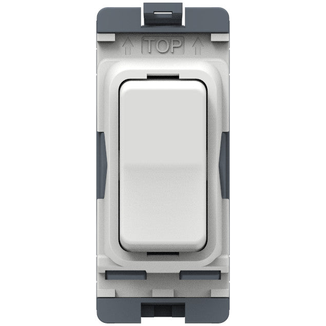 Caradok 20A 2Way Grid Module (Centre Off) White Moulded - Caradok - The Classics - White Plastic