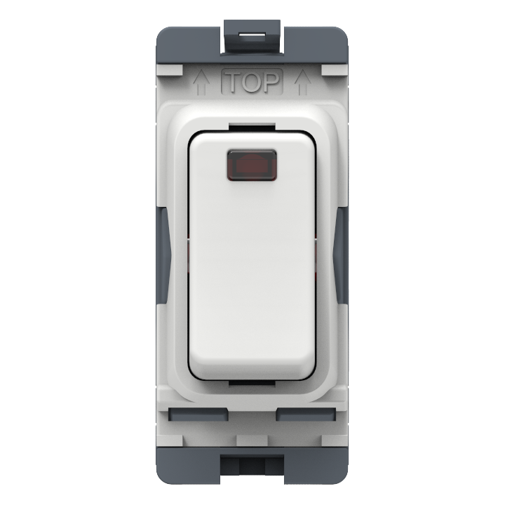 Caradok 20A DP Grid Module with LED Indicator White Moulded - Caradok - The Classics - White Plastic
