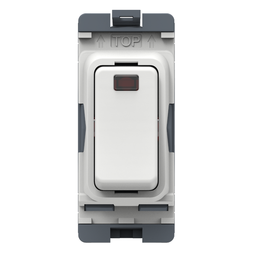 Caradok 20A DP Grid Module with LED Indicator White Moulded - Caradok - The Classics - White Plastic
