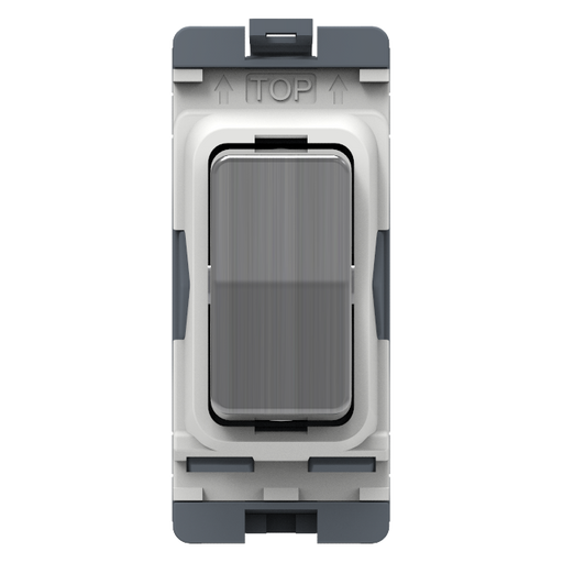 Caradok 20A 2Way SP Grid Module (Centre Off) Brushed Chrome - Caradok - The Curve - Brushed Steel