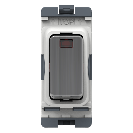 Caradok 20A DP Grid Module with LED Indicator Brushed Chrome - Caradok - The Curve - Brushed Steel