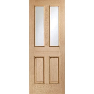 Malton With Raised Mouldings Internal Oak Door with Clear Bevelled Glass - All Sizes -