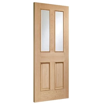 Malton With Raised Mouldings Internal Oak Door with Clear Bevelled Glass - All Sizes -