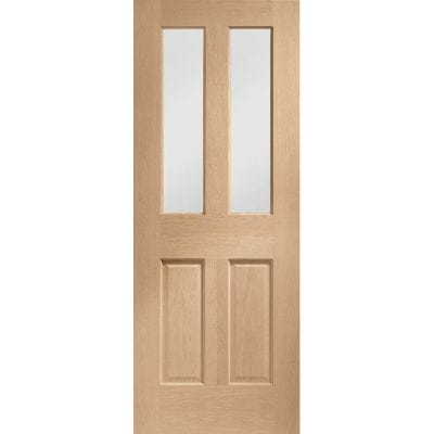 Malton Pre Finished Internal Oak Door with Clear Bevelled Glass - All Sizes -
