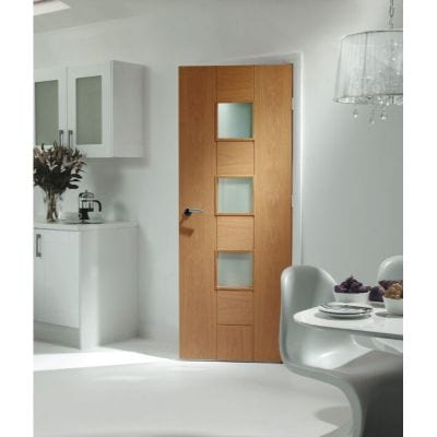 Messina Pre-Finished Internal Oak Door with Clear Glass -