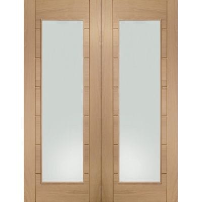Palermo Internal Oak Rebated Door Pair with Clear Glass -