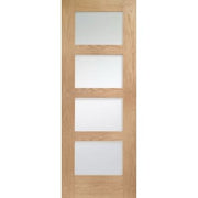 Shaker 4 Light Internal Oak Fire Door with Obscure Glass -