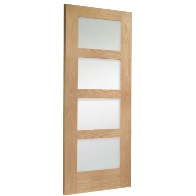 Shaker 4 Light Internal Oak Fire Door with Obscure Glass -