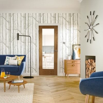 Pattern 10 Unfinished Internal Oak Door with Clear Glass -