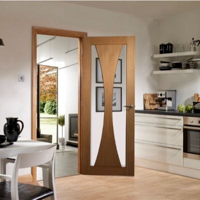 Verona Pre-Finished Internal Oak Door with Clear Glass - Hardware > Building Materials > Doors