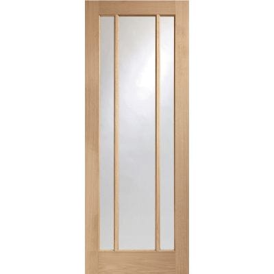 Worcester Unfinished 3 Light Internal Oak Door with Clear Glass -