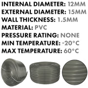 Grey Semi-Transparent PVC Pipe 12mm*15mm - Hardware > Plumbing > Plumbing Pipes