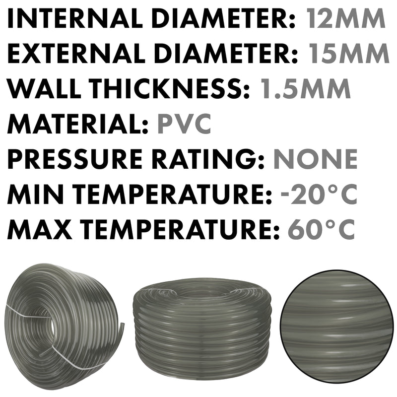 Grey Semi-Transparent PVC Pipe 12mm*15mm - Hardware > Plumbing > Plumbing Pipes